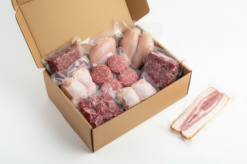 Best Seller Box with unlabeled vacuum-packed meat